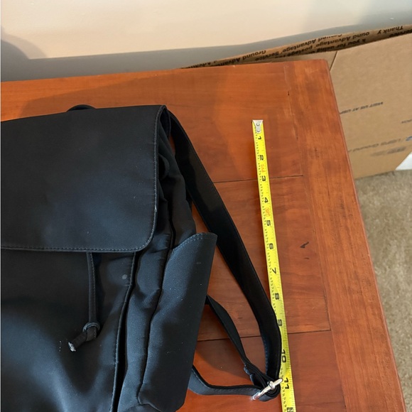 Talbots Black Nylon Backpack Purse Mini Travel Daypack Drawstring Flap - Picture 9 of 10